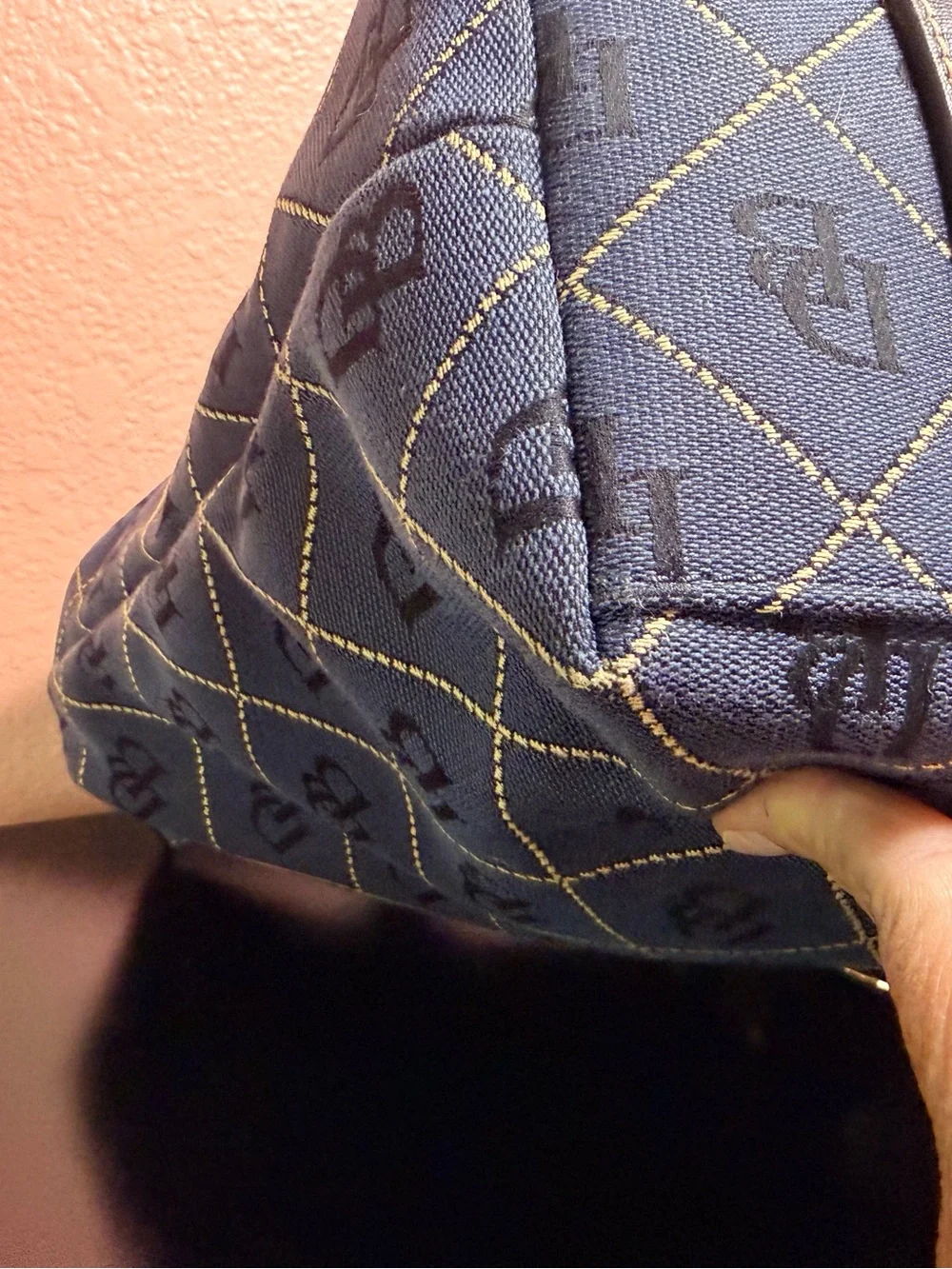 Dooney & Bourke Navy DB Logo Hobo with Gold Hardware Accent